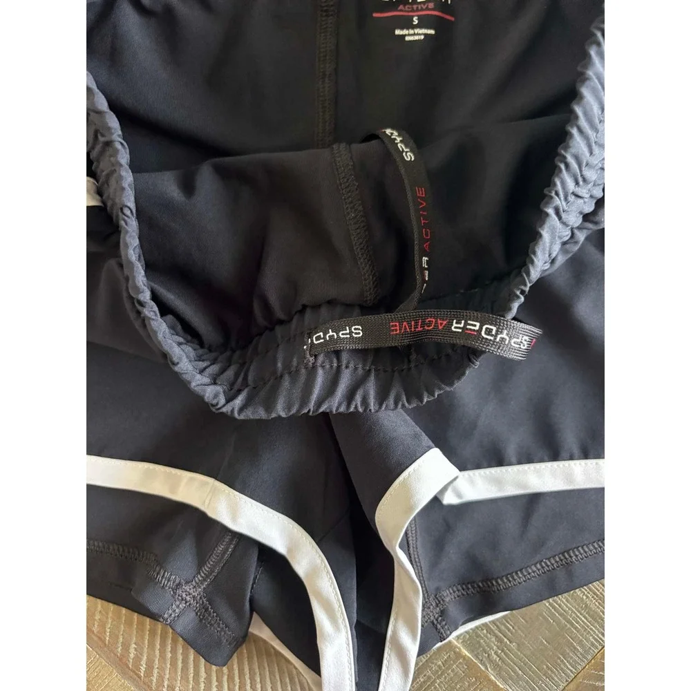 Spyder Active Womens 2-in-1 Running Shorts Black White Size S Athletic Gym